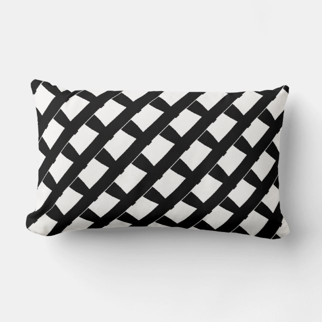 Coussin Rectangle mode motif blanche et noire (Recto)