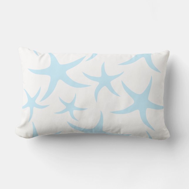 Coussin Rectangle Modèle bleu-clair d'étoiles de mer (Recto)