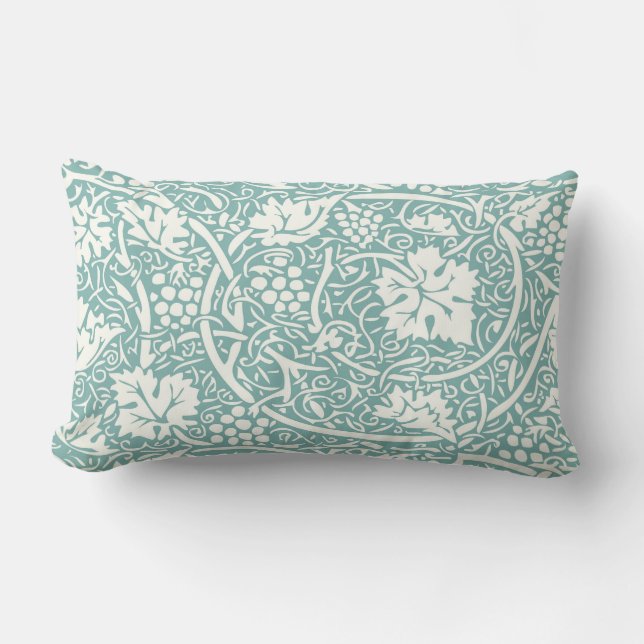 Coussin Rectangle Modèle de raisin de William Morris sarcelle turquo (Recto)