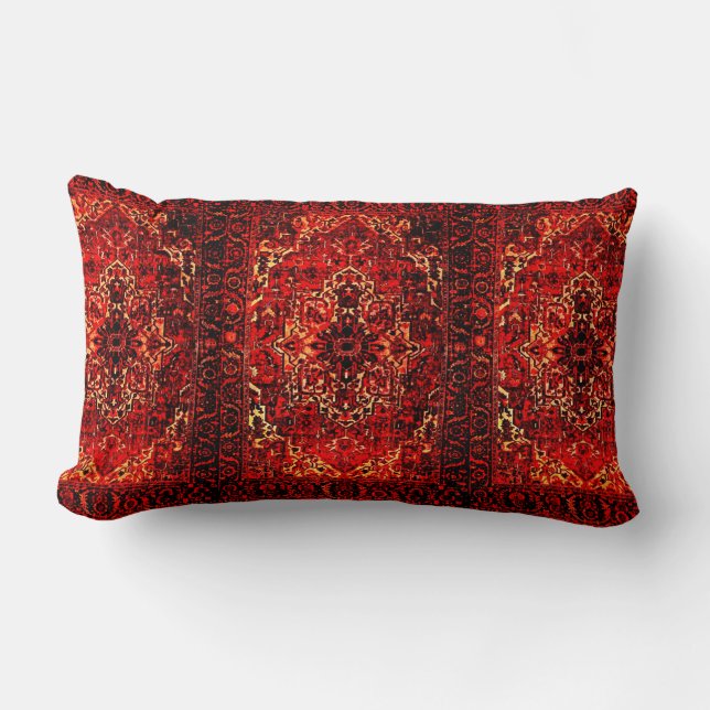 Coussin Rectangle Modèle de tapis oriental en oranges (Recto)