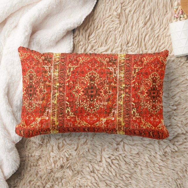 Coussin Rectangle Modèle de tapis oriental en oranges grunge (Couverture)