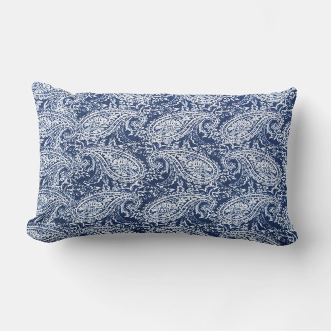 Coussin Rectangle Modèle floral bleu (Recto)
