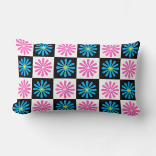 Coussin Rectangle Modèle floral bleu rose géométrique