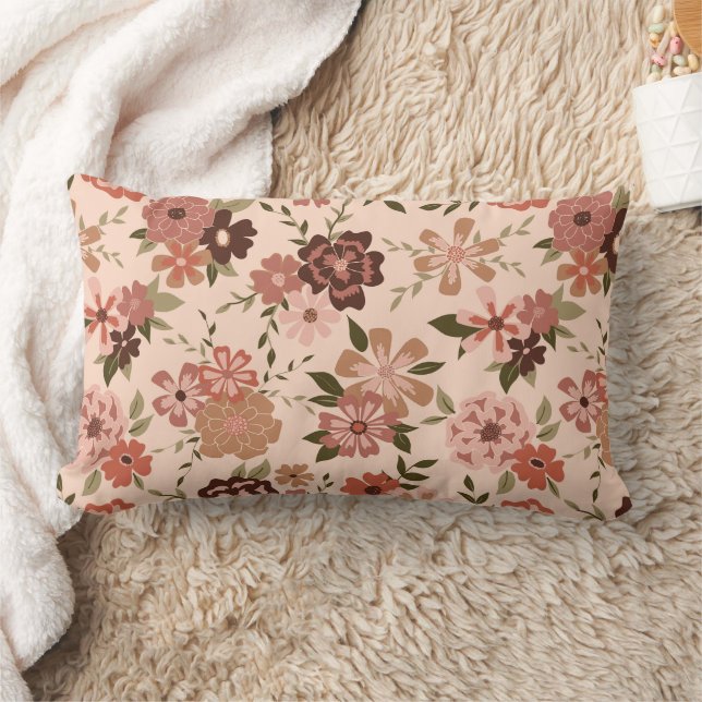Coussin Rectangle Modèle floral Brown de la Pêche Whimsical (Couverture)