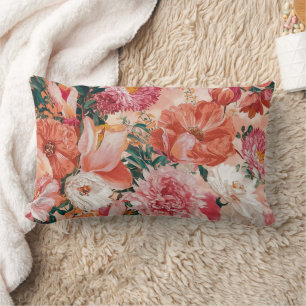 Coussin Rectangle Modèle Floral rose orange