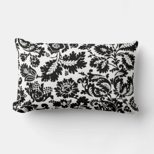 Coussin Rectangle Modèle floral vénitien noir et blanc de William Mo