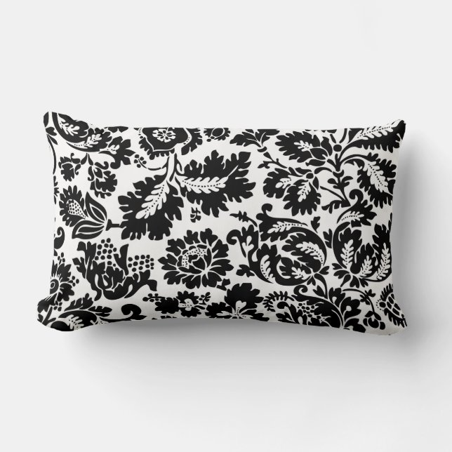 Coussin Rectangle Modèle floral vénitien noir et blanc de William Mo (Recto)