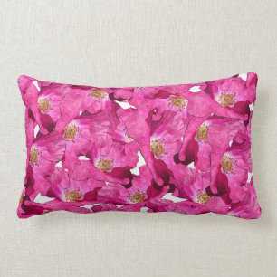 Coussin Rectangle Modèle rose de pavots floraux