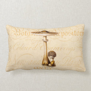 Coussin Rectangle Modèle vintage de champignons d'Agricus de