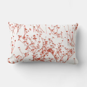 Coussin Rectangle Modern Abstract Red toile Wildflowers on White