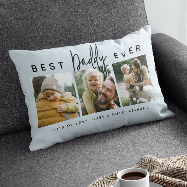 Coussin Rectangle Modern Custom Best Daddy Ever | 3 Photo (Créateur téléchargé)