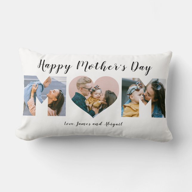 Coussin Rectangle Modern Mom 3 Photo Collage Bonne fête des mères  (Recto)