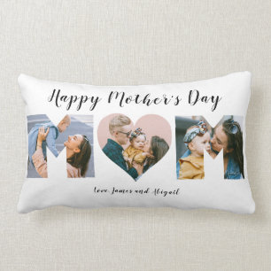 Coussin Rectangle Modern Mom 3 Photo Collage Bonne fête des mères 