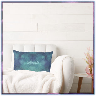 Coussin Rectangle Moderne Abstrait Aqua et Violet