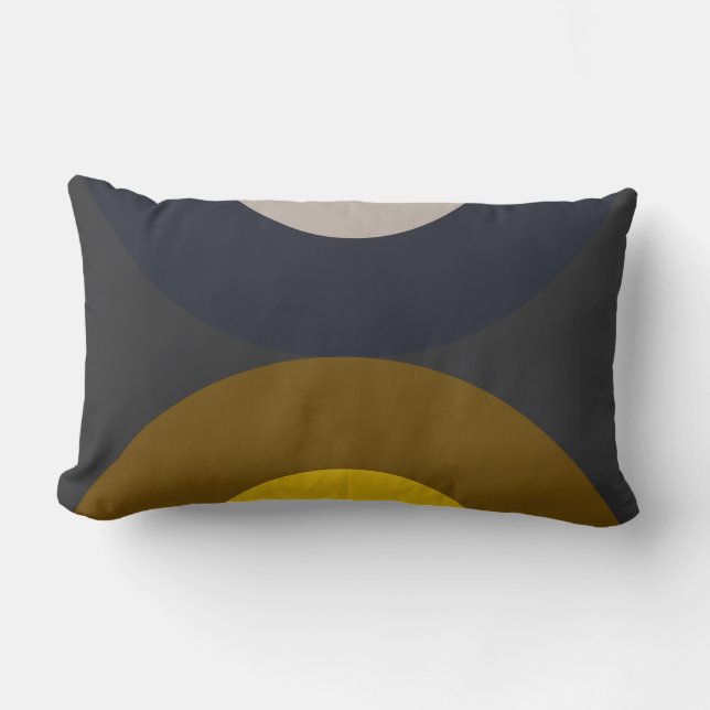 Coussin Rectangle Moderne Bronze Moutarde Foudre de milieu de siècle (Recto)