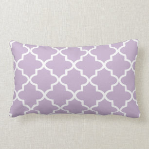 Coussin Rectangle Moderne Lilac Purple et Blanc Marocain Quatrefoil