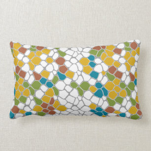 Coussin Rectangle Moderne, moutarde jaune, turquoise, vert, blanc je