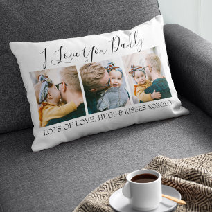 Coussin Rectangle Moderne personnalisé Je t'aime Papa   3 Photo