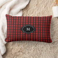 Moderne plaid buffalo rouge noir rustique Monogram