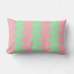 Coussin Rectangle Moderne Vert Rose Rayure Ondulée Minimaliste Print