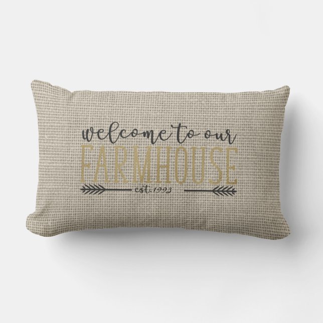 Coussin Rectangle Modifiable Bienvenue dans notre ferme Rustique Chi (Recto)