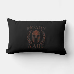 Coussin Rectangle Molon Labe Spartan Warrier Laurels en fer Masque