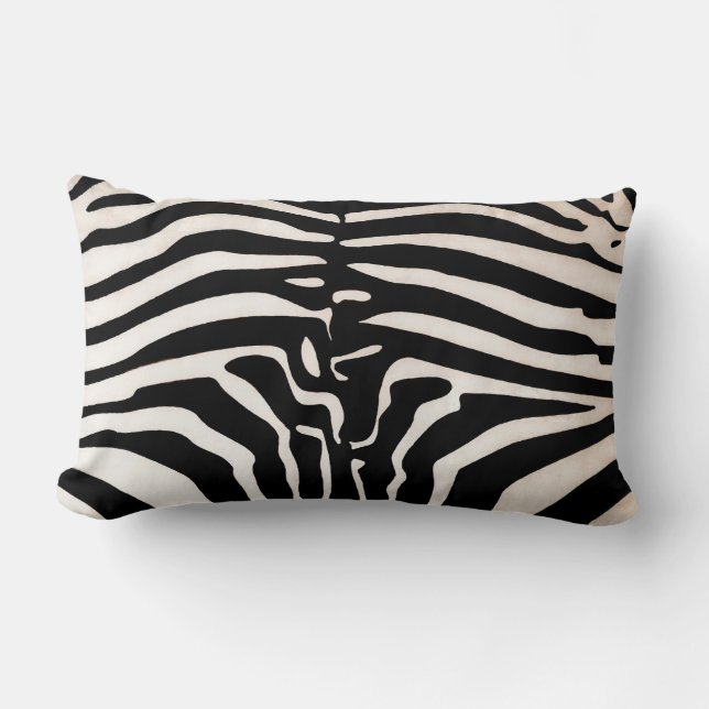 Coussin Rectangle Mombasa Zebra Impression Lumbar Coussin, noir (Recto)