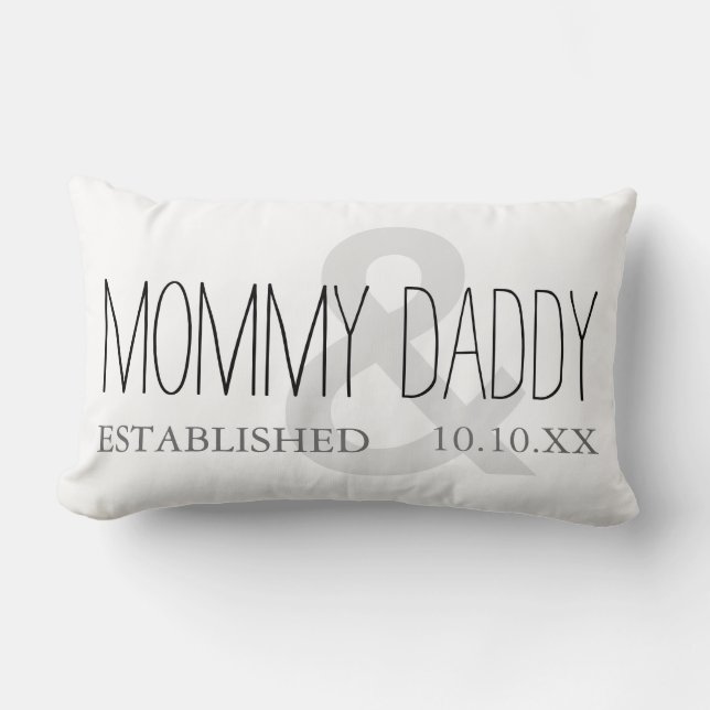Coussin Rectangle MOMY ET MORDY Maman Papa Nouveau Parent Date perso (Recto)