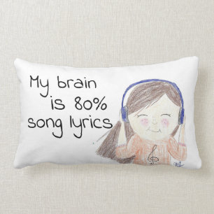 Coussin Rectangle Mon cerveau est carreau de textes de chanson de