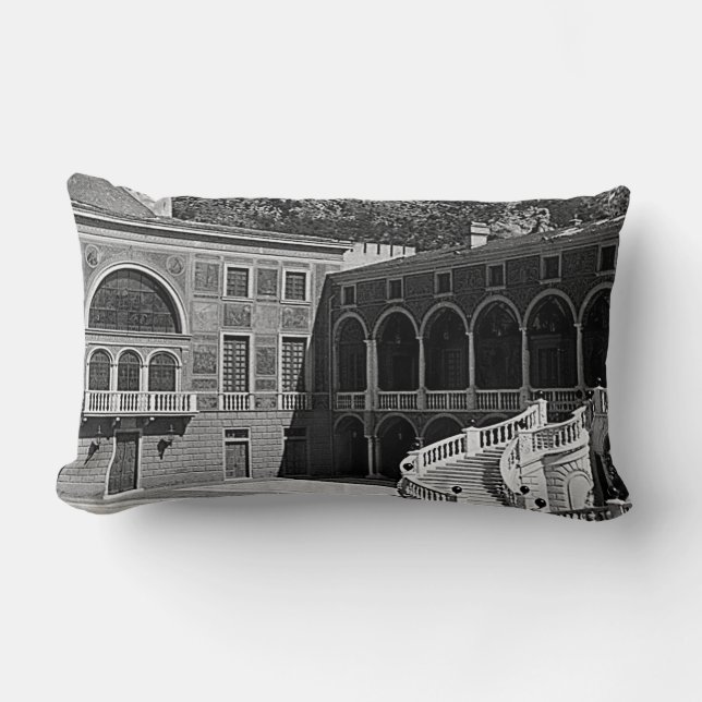 Coussin Rectangle Monaco palace courtyard (Recto)