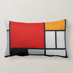 Coussin Rectangle Mondrian - Composition avec grand plan rouge