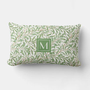 Coussin Rectangle Monogram Green Motif botanique William Morris