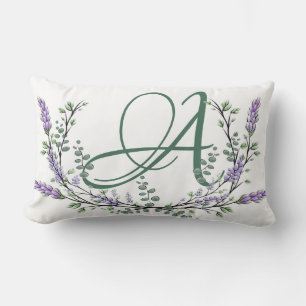 Coussin Rectangle Monogramme A Lavande Eucalyptus