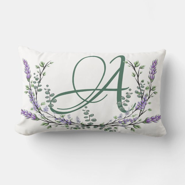 Coussin Rectangle Monogramme A Lavande Eucalyptus (Recto)