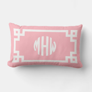 Coussin Rectangle Monogramme blanc rose do-it-yourself clé grecque B
