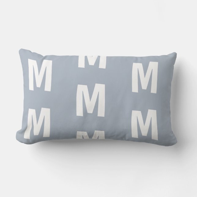 Coussin Rectangle Monogramme bleu Dusty amusant (Recto)