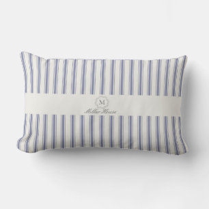 Coussin Rectangle monogramme bleu français