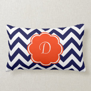 Coussin Rectangle Monogramme de Chevron de bleu marine