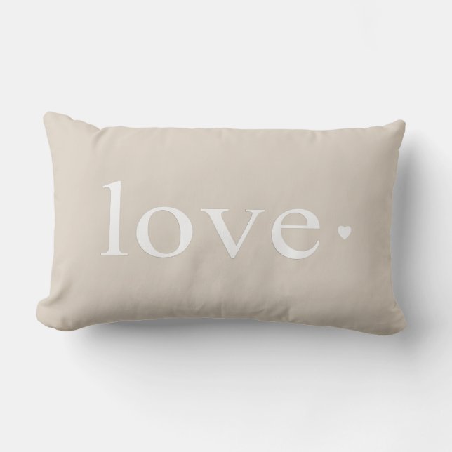 Coussin Rectangle Monogramme de coeur d'amour de Taupe beige (Recto)