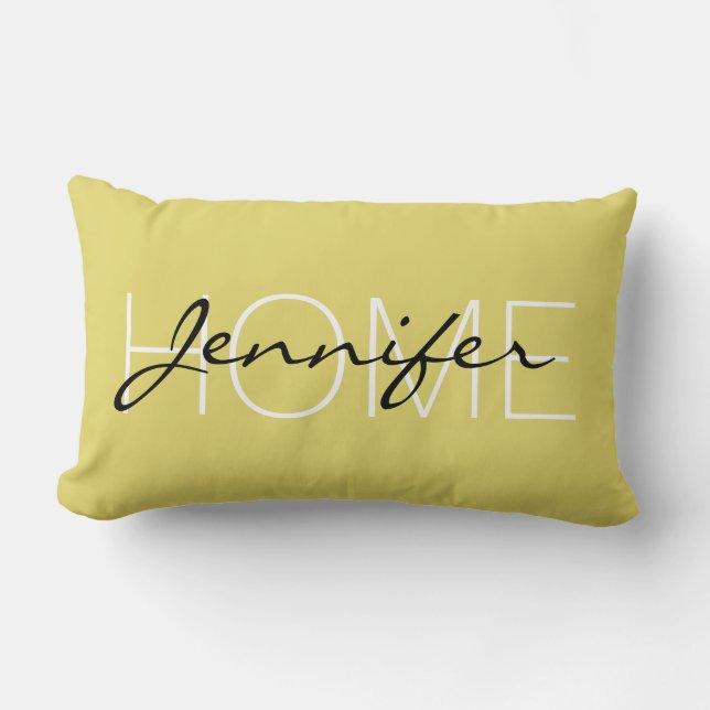 Coussin Rectangle monogramme de la maison couleur Citrine (Recto)