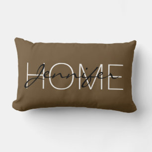 Coussin Rectangle monogramme de la maison de couleur brun âne