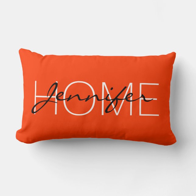 Coussin Rectangle monogramme de la maison de couleur Coquelicot (Recto)