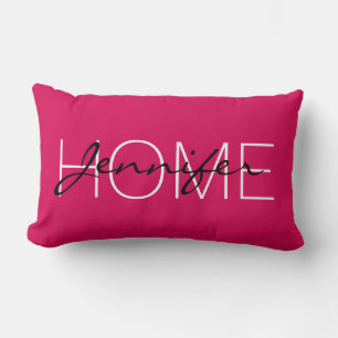 Coussin Rectangle monogramme de la maison de couleur rouge Debian