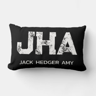 COUSSIN RECTANGLE MONOGRAMME DE NOM À TROIS LETTRES BLANC MINIMALIST