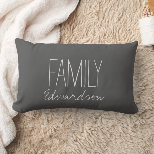 Coussin Rectangle Monogramme de nom de famille en script rustique gr (Couverture)