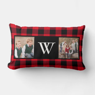 Coussin Rectangle Monogramme de photo de Rustic Red Buffalo