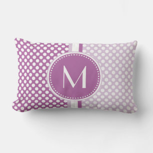Coussin Rectangle Monogramme de pois de lavande du lilas  