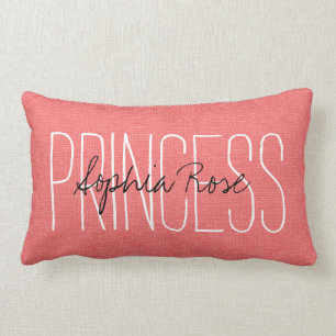 Coussin Rectangle Monogramme de princesse de corail rustique