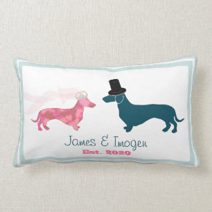 Coussin Rectangle Monogramme des jeunes mariés de l'espèce Cute Dach