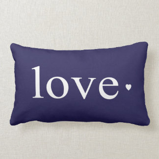 Coussin Rectangle Monogramme du coeur d'amour bleu de la marine
